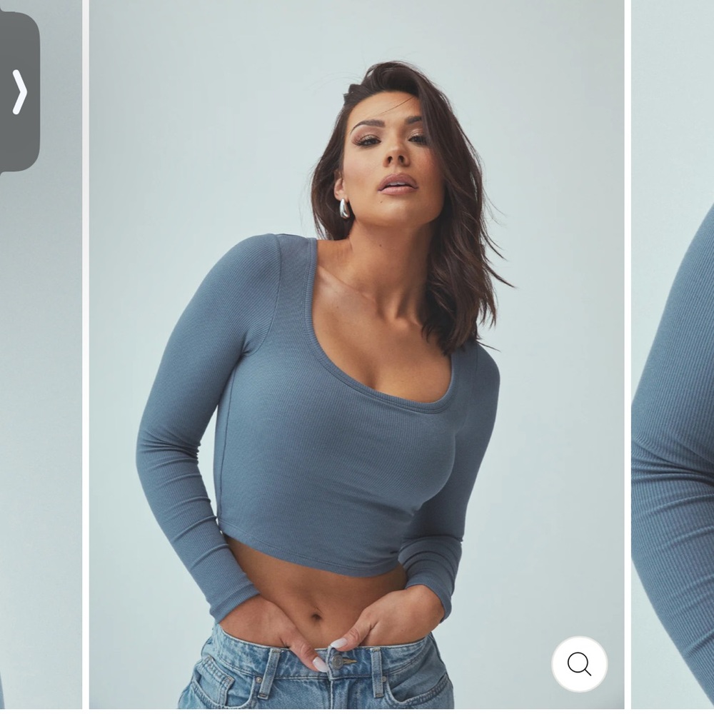 Crop blue long sleeve ribbed